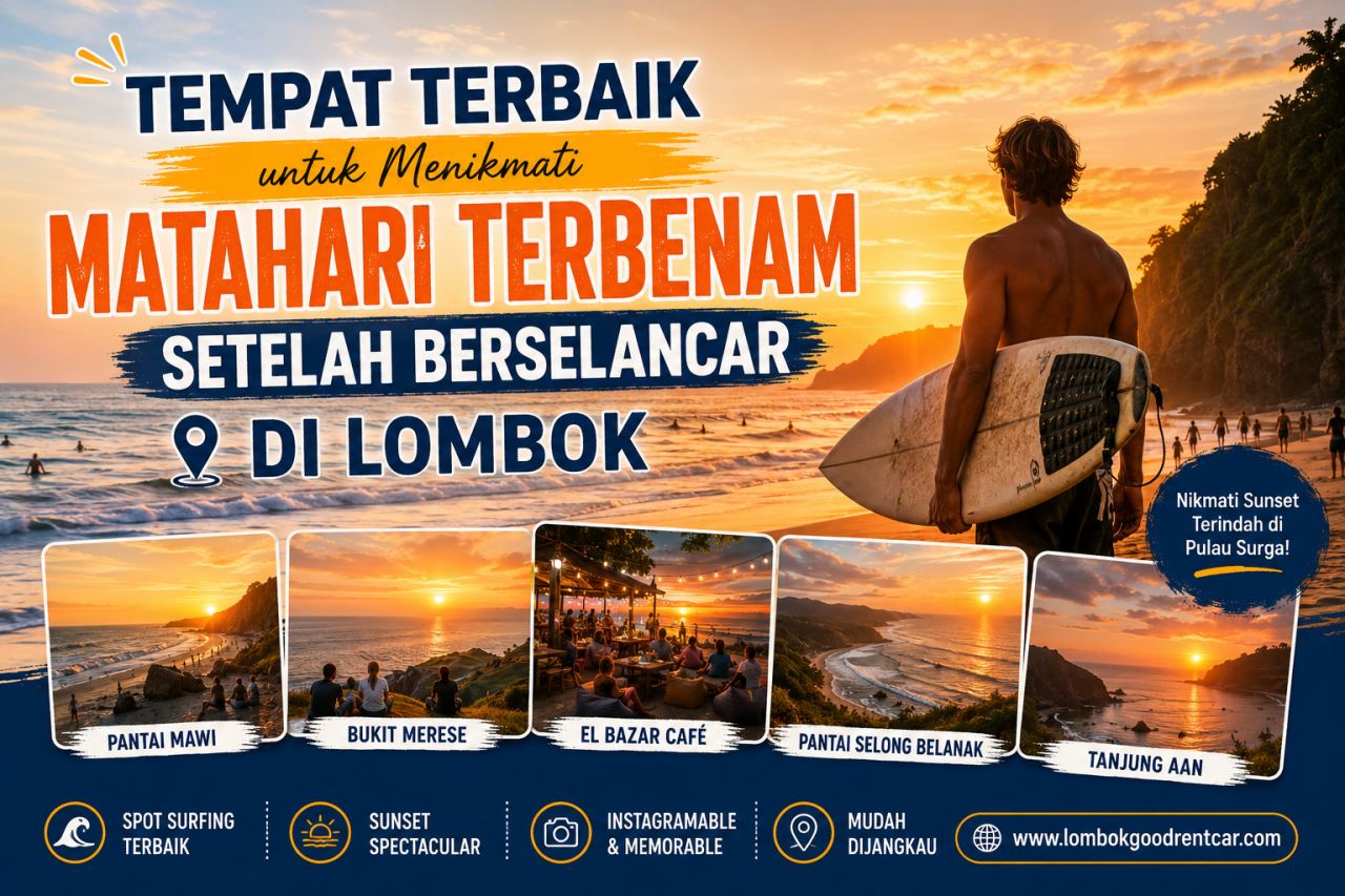 Tempat Terbaik untuk Menikmati Matahari Terbenam Setelah Berselancar di Lombok